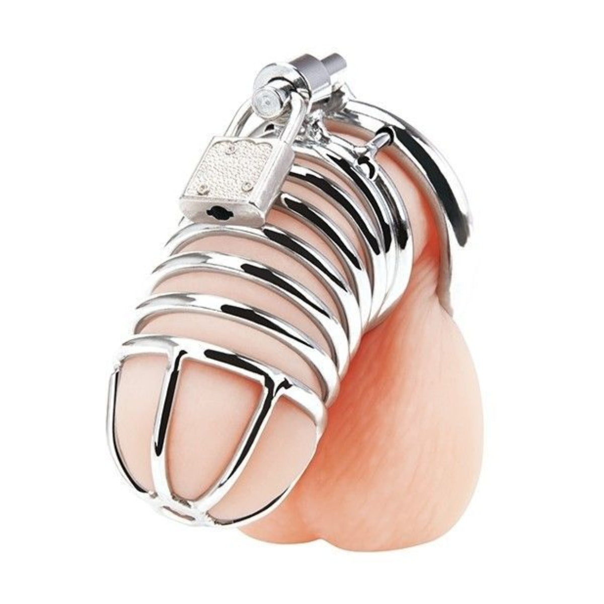 Blue Line Deluxe Chastity Cage Silver - Simply Pleasure