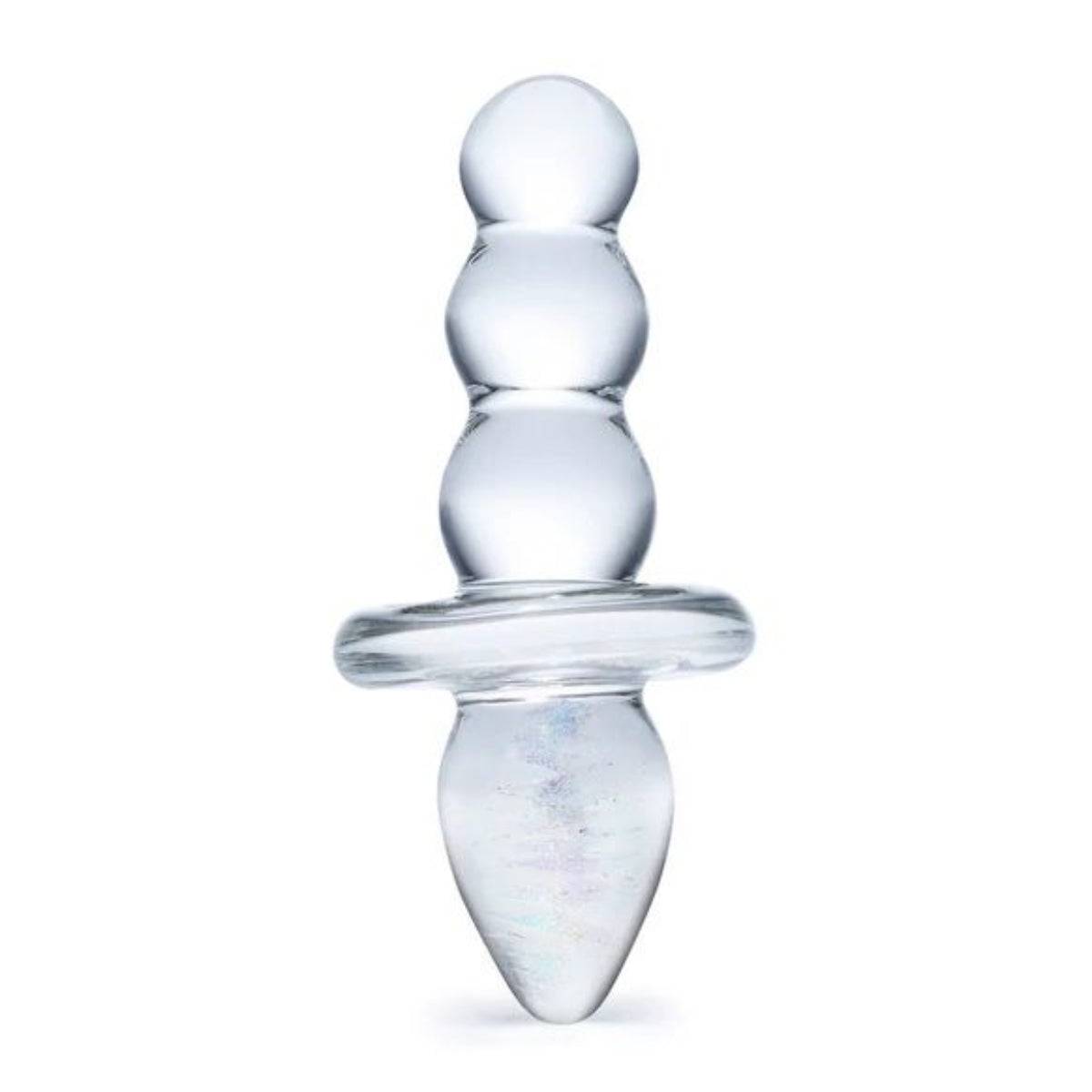 Glas Titus Beaded Butt Plug Clear 4.5 Inch Simply Pleasure Glas Titus Beaded Butt Plug Clear 4.5 Inch Simply Pleasure