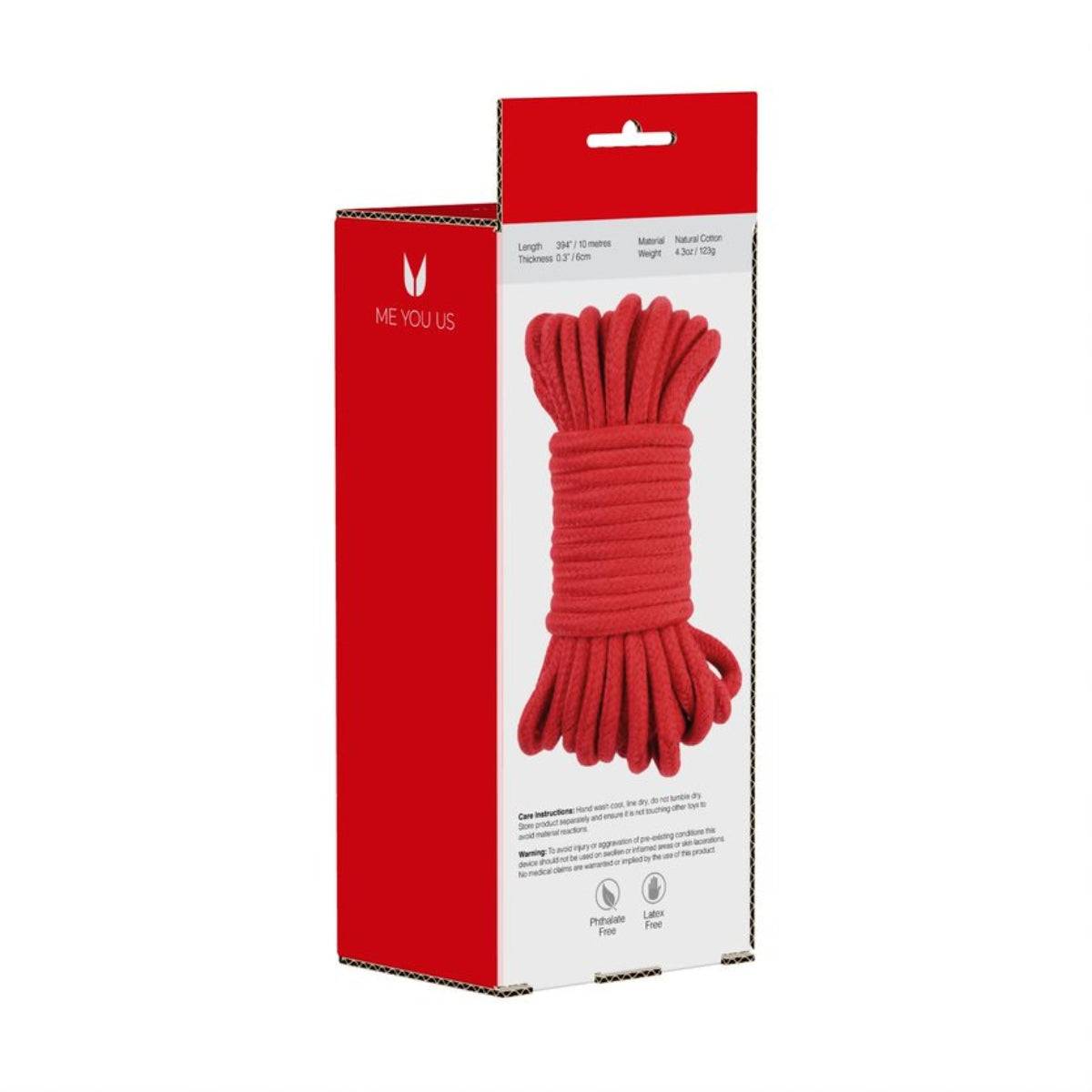 Rear Packaging View - Me You Us Tie Me Up Soft Cotton Rope Red 10m - Simply Pleasure
