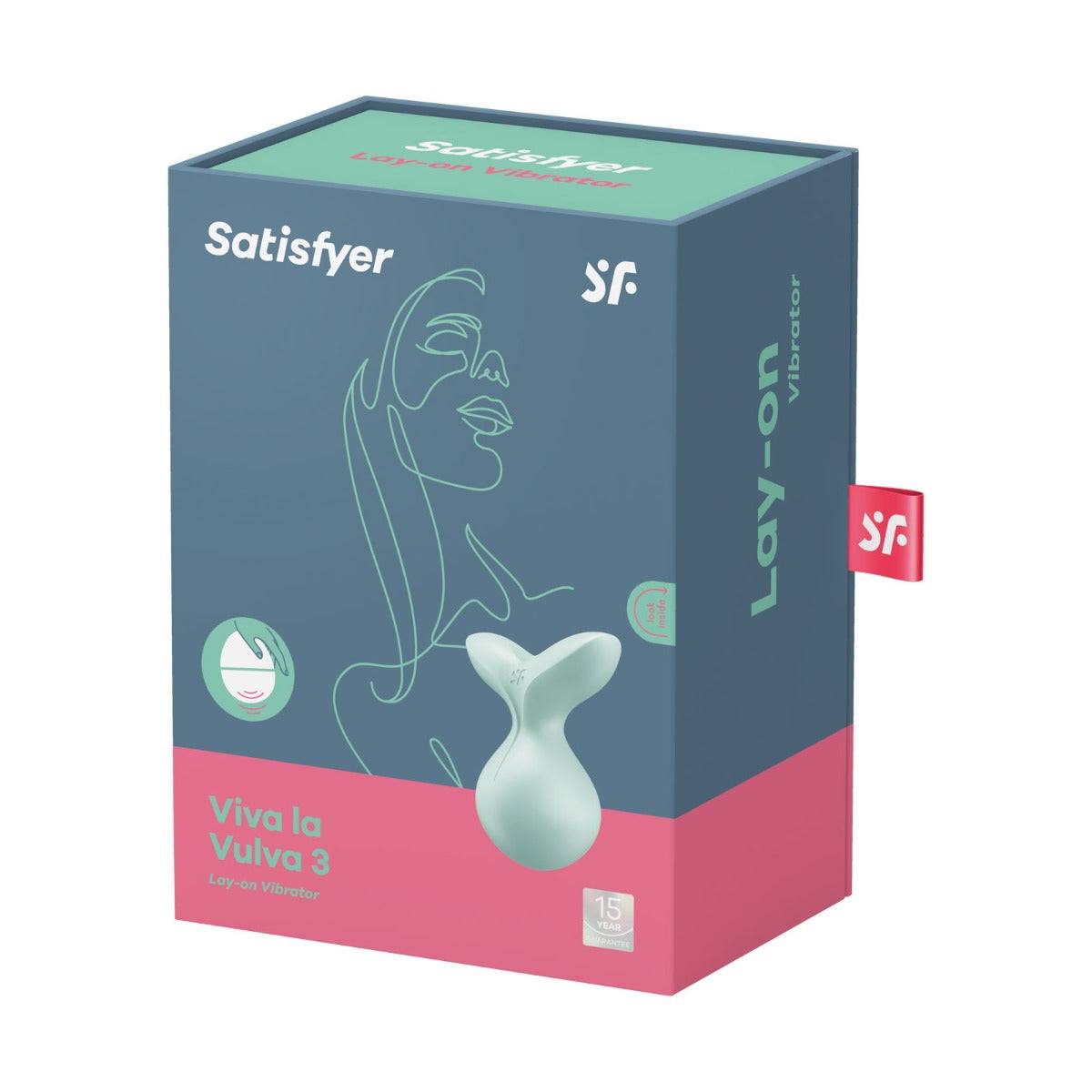Front View Packaging - Satisfyer Viva La Vulva 3 Lay On Clitoral Vibrator Mint