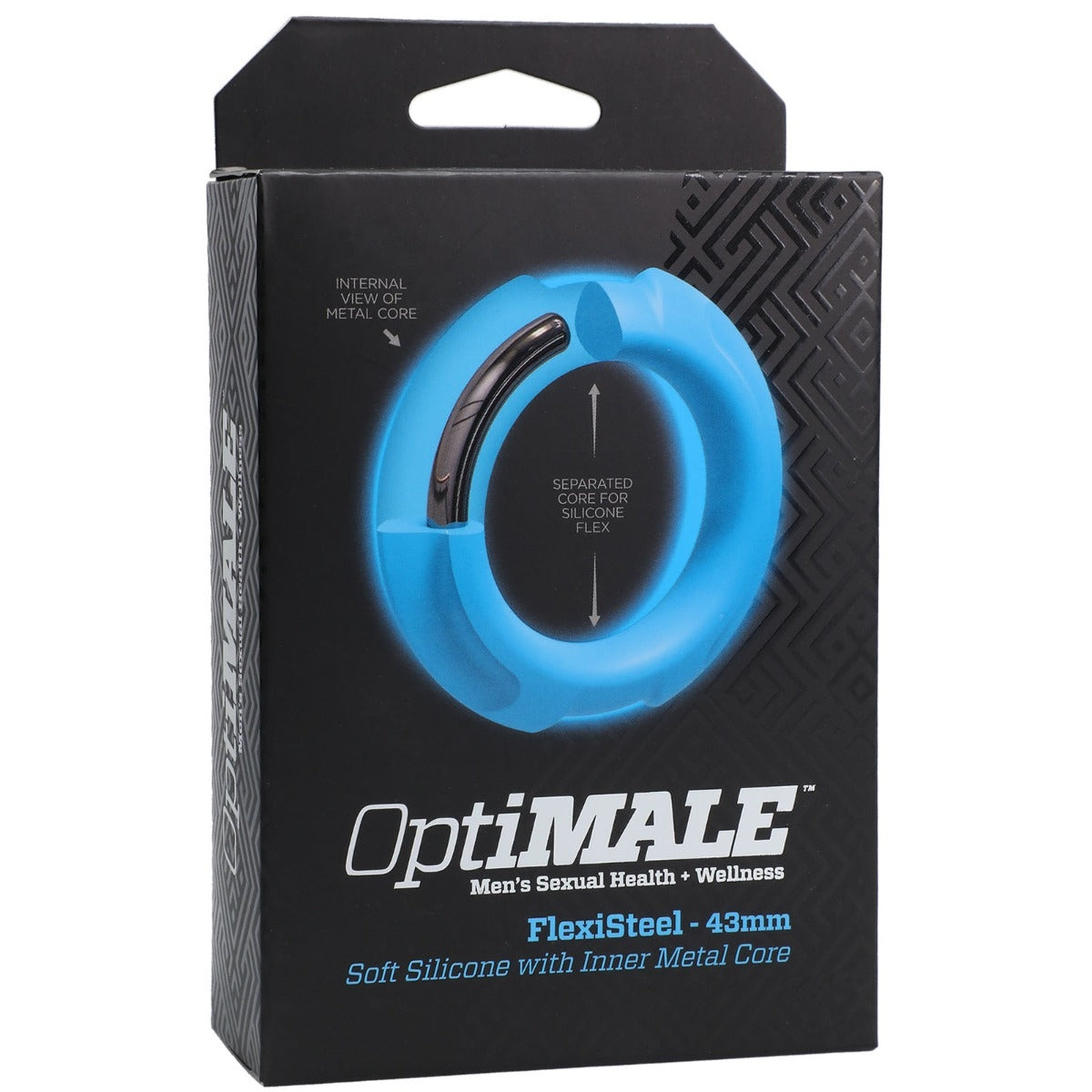 OptiMALE FlexiSteel Silicone Metal Core Cock Ring Blue 43mm