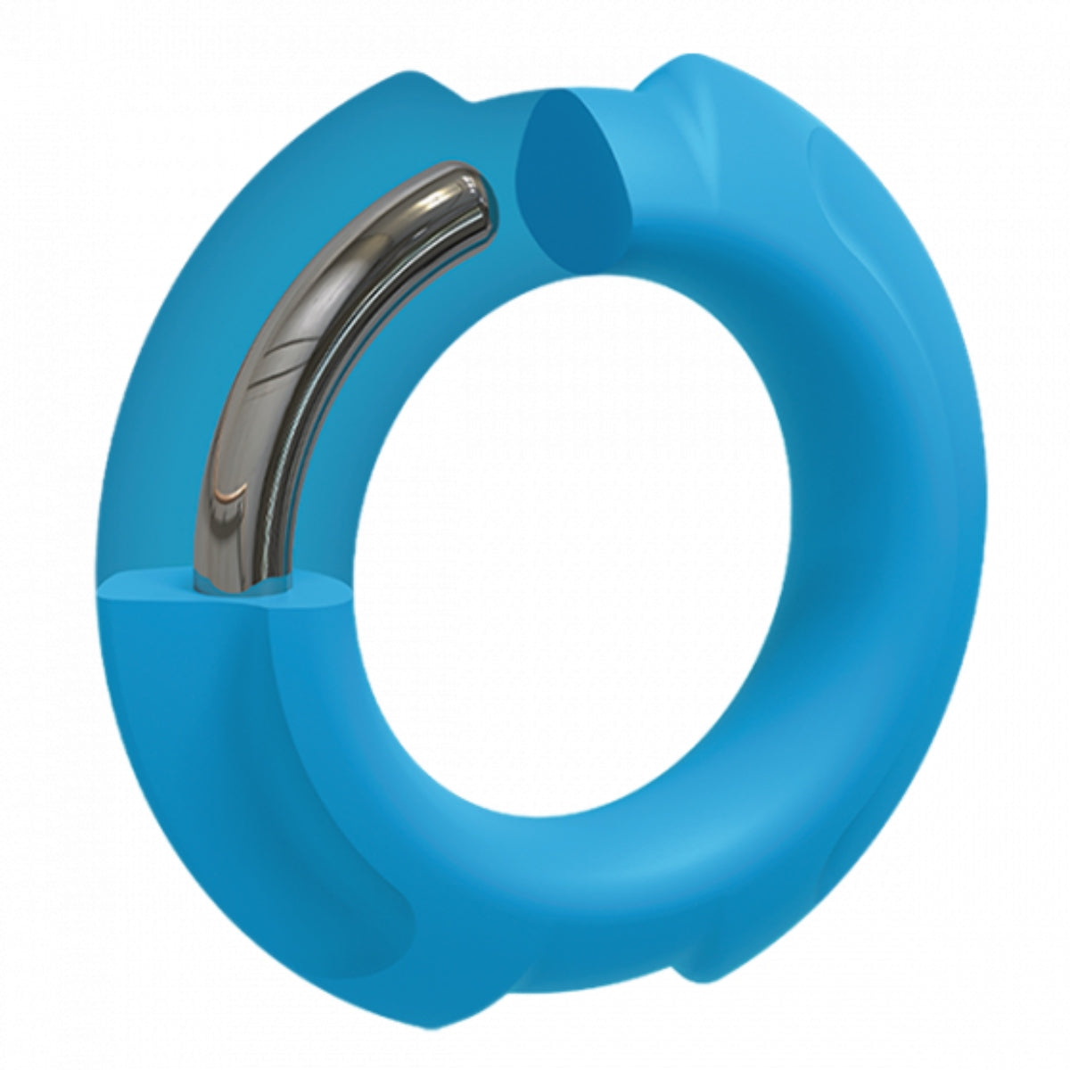 OptiMALE FlexiSteel Silicone Metal Core Cock Ring Blue 43mm