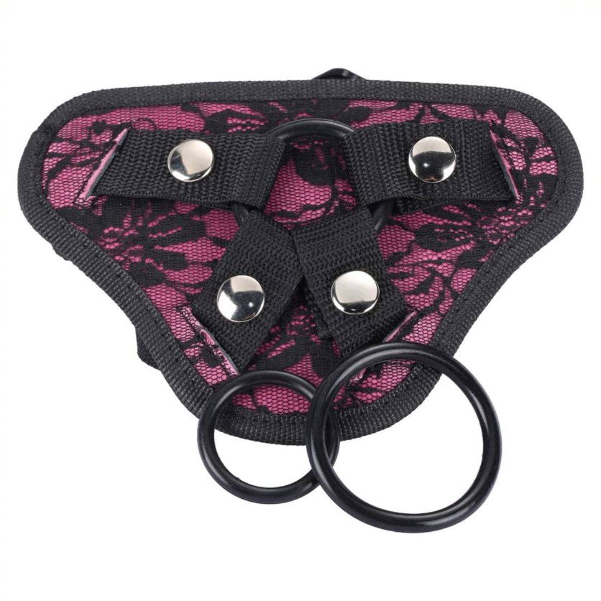 Me You Us Lace Adjustable Harness With Bullet Pocket Pink - Simply Pleasure
