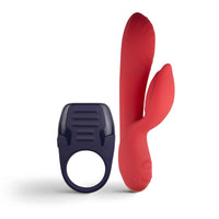 You Love Me Love Me Vibrator & Cock Ring Set Red Black