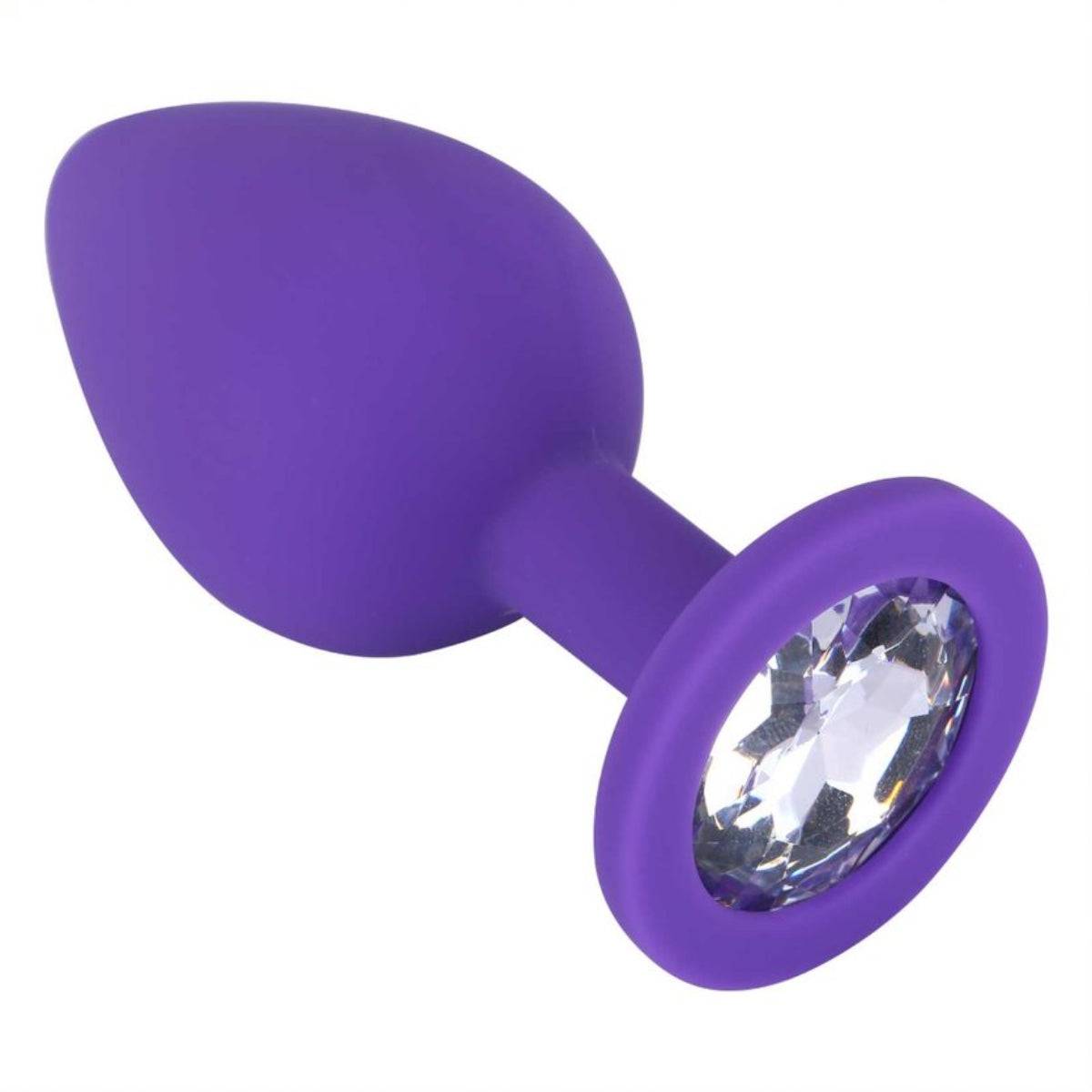 Side View Packaging - Me You Us Trio Of Jewels Jewelled Butt Plug Set Purple - Simply Pleasure