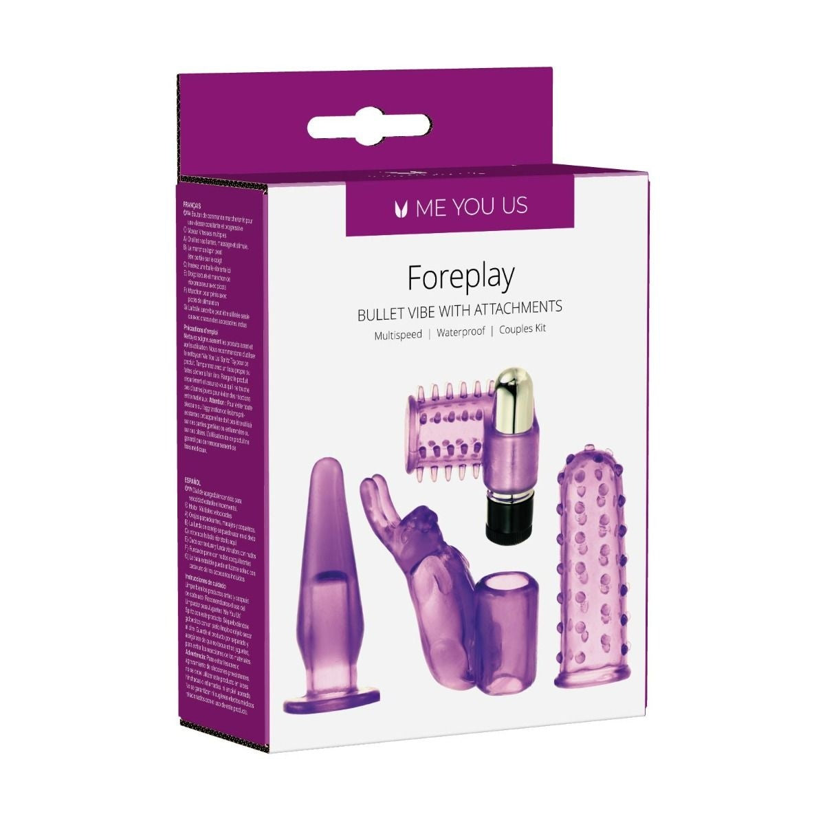 Me You Us Foreplay Bullet Vibrator With Attachments Purple - Simply Pleasure
