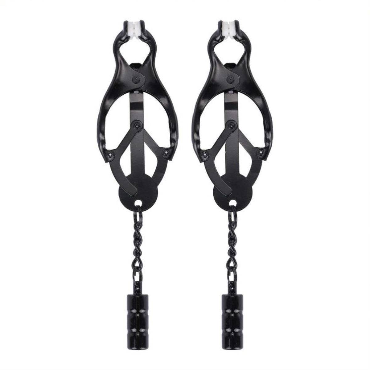 Front View Product - Me You Us Clover Nipple Clamps Black - Simply Pleasure