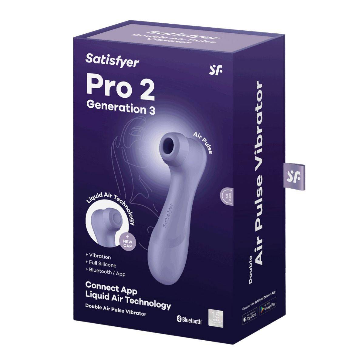 Satisfyer Pro 2 Generation 3 Liquid Air Technology With Connect App Double Air Pulse Vibrator Lilac