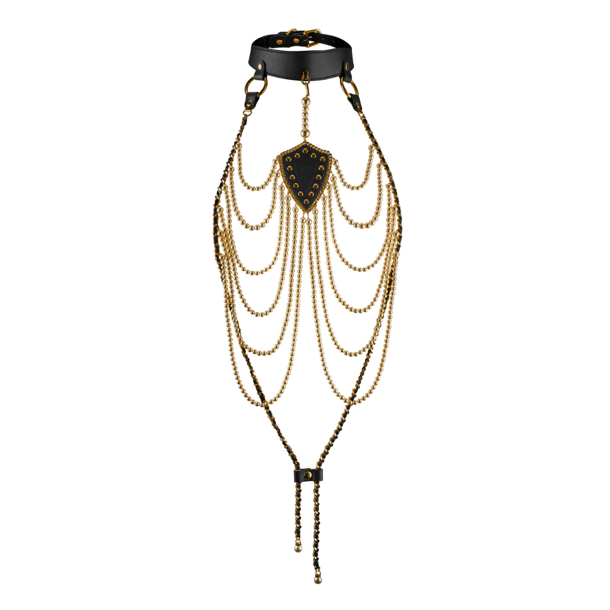 Guilty Pleasure Allure Pearl Pleasure Collar Black Gold