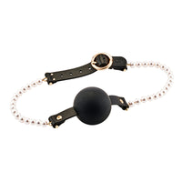 Guilty Pleasure Allure Majestic Pearl Mouth Ball Gag Black Gold