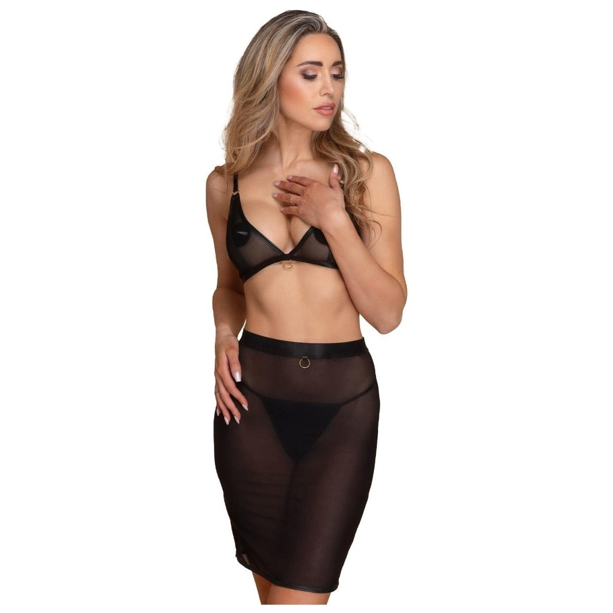 Guilty Pleasure Silhouette Sheer Stretch Skirt Black