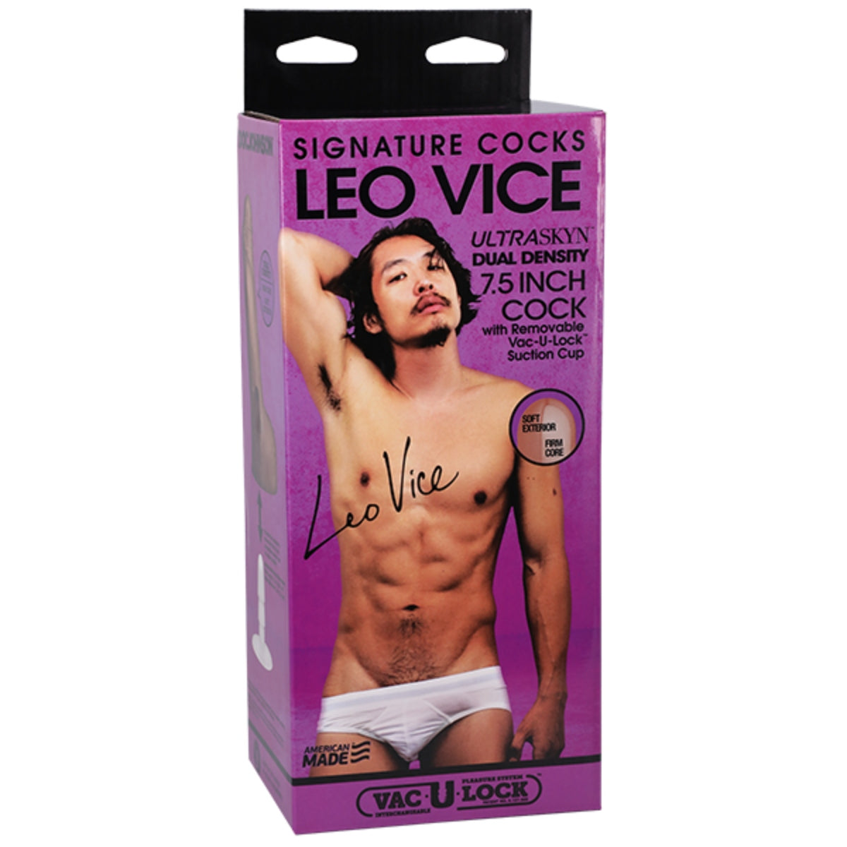 Signature Cocks Leo Vice Ultraskyn Vac-U-Lock Dildo Pink 7.5 Inch