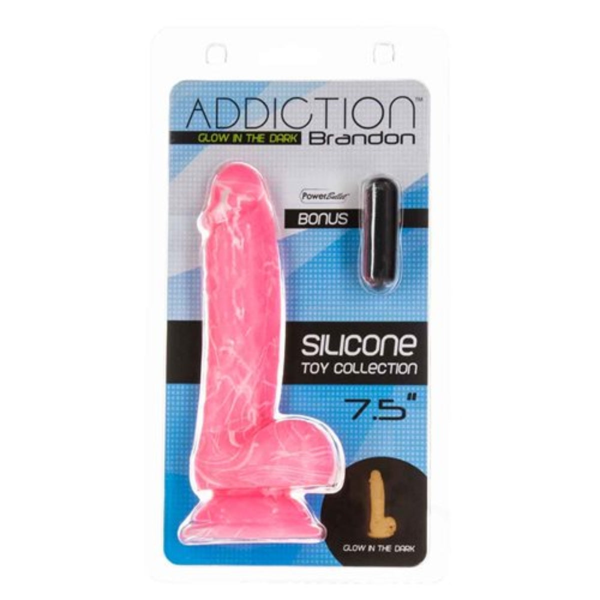 Addiction Brandon Glow In The Dark Silicone Dildo Pink Swirl 7.5 Inch - Simply Pleasure