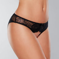 Allure K.I.S.S. Crotchless Panty With Thigh High Straps Black One Size