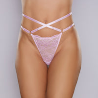 Allure Cherished Panty Lace & Mesh Thong Pink One Size