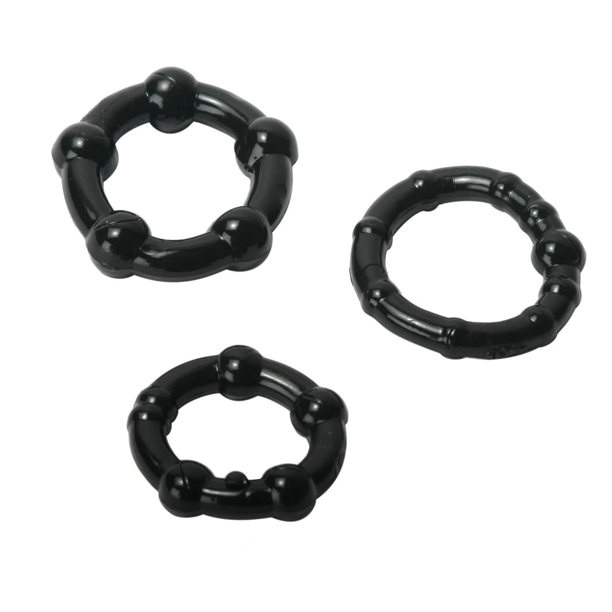 Trinity For Men Cock Ring 3 Pack TPR Black