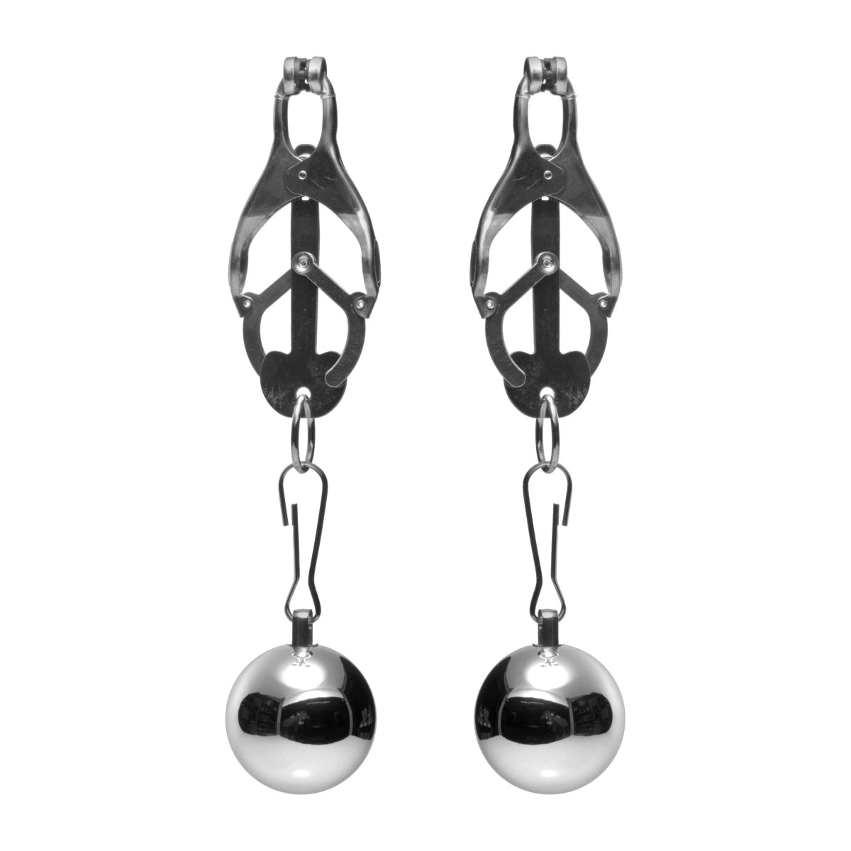 Master Series Deviant Monarch Weighted Nipple Clamps Silver