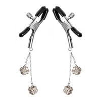 Master Series Ornament Adjustable Nipple Clamps With Jewel Accents Silver