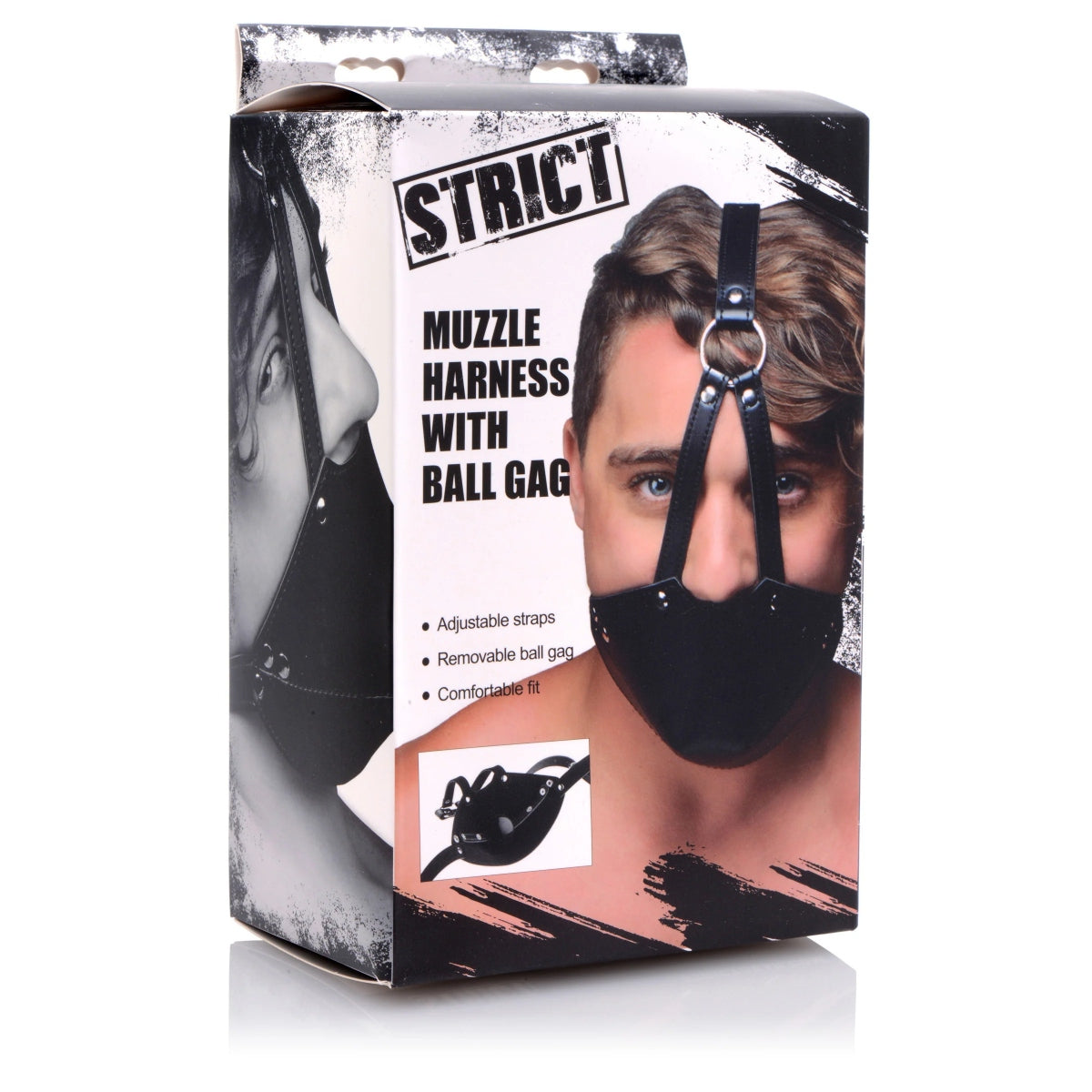 Strict Muzzle Harness With Ball Gag Black
