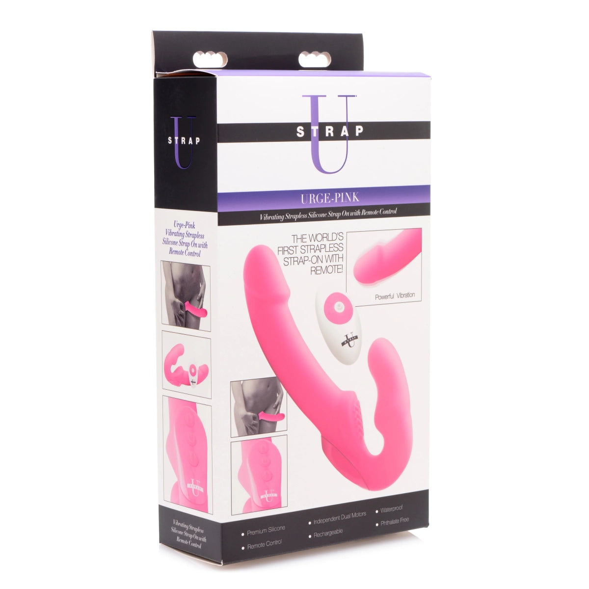Strap U Urge Remote Control Vibrating Silicone Strapless Strap-On Pink