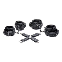 Master Series Concede Wrist & Ankle Restraint Set With Bonus Hog-Tie Adaptor Black