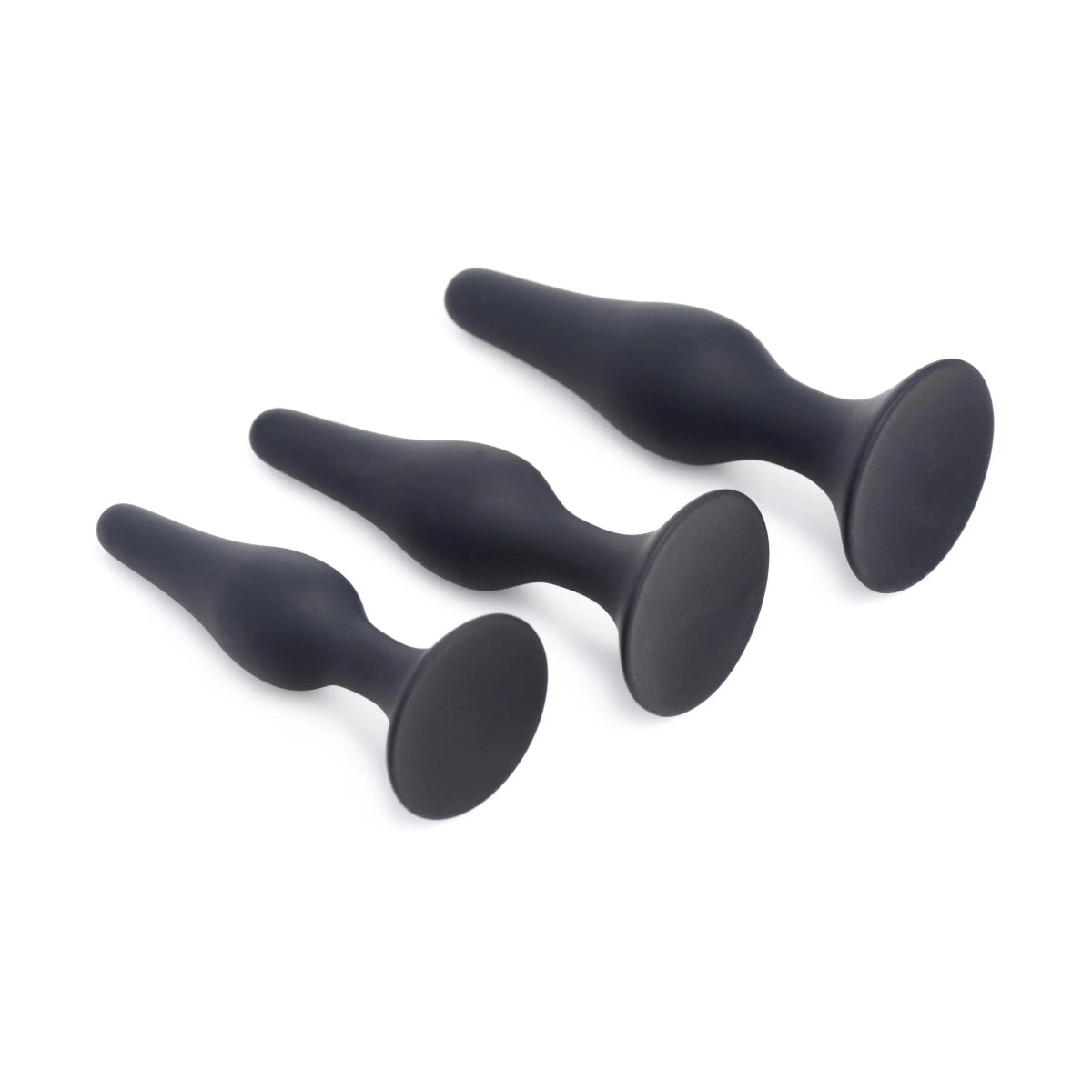 Master Series Triple Spire Tapered Silicone Anal Trainer Butt Plug Set Black