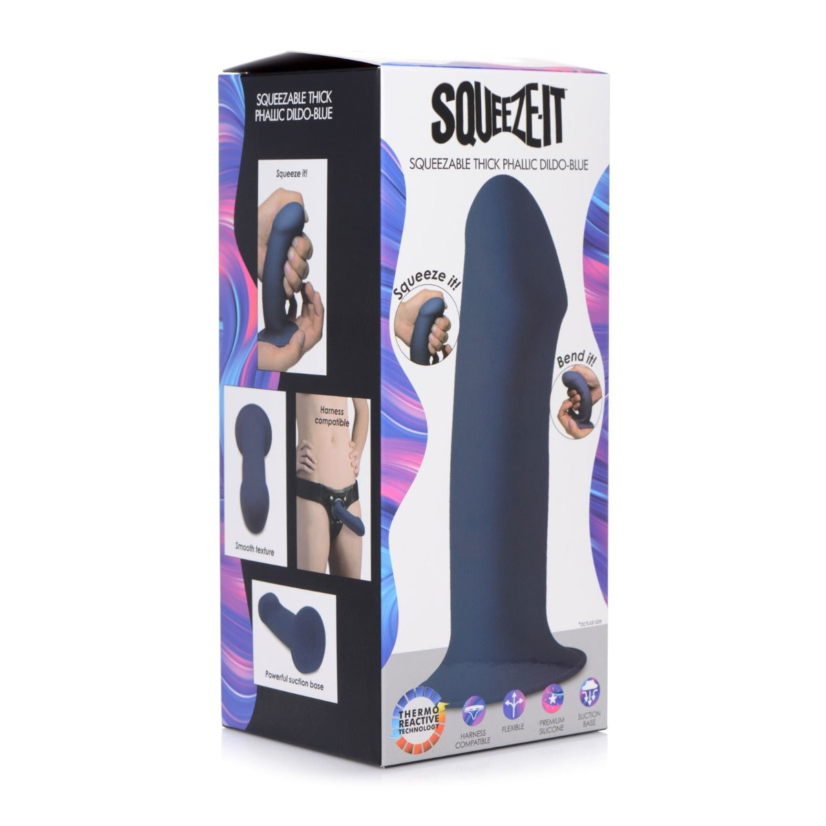 Squeeze-It Squeezable Thick Phallic Dildo Blue 6.5 Inch