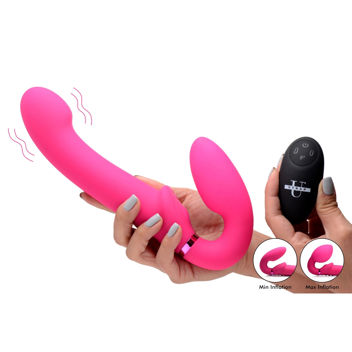 Strap U 10X Ergo Fit G-Pulse Inflatable & Vibrating Strapless Strap-On Pink