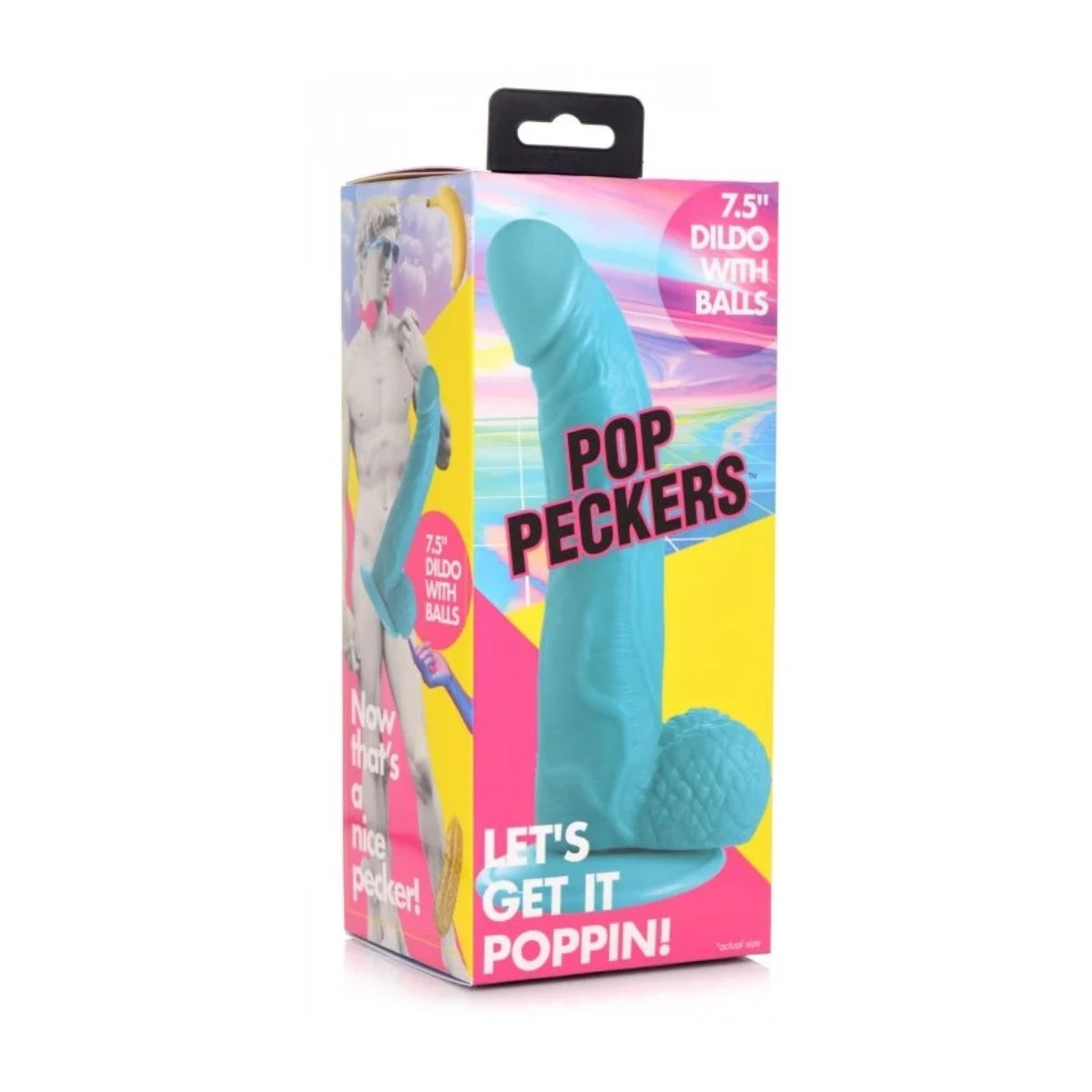 Pop Peckers Dildo With Balls Blue 7.5 Inch
