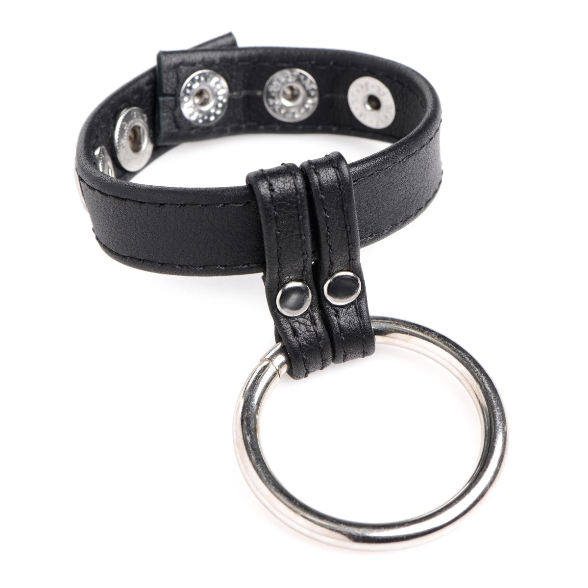 Strict Leather Cock Gear Leather & Steel Cock & Ball Ring Black Silver