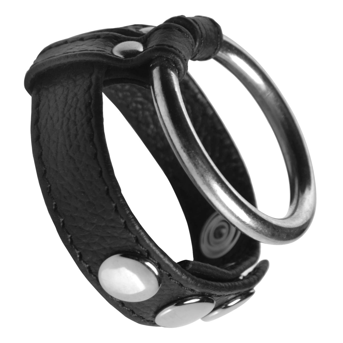 Strict Leather Cock Gear Leather & Steel Cock & Ball Ring Black Silver