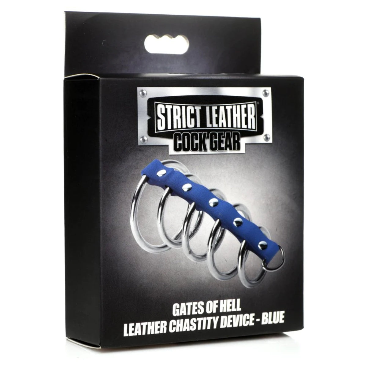 Strict Leather Cock Gear Leather And Steel Gates Of Hell Cock Ring Blue