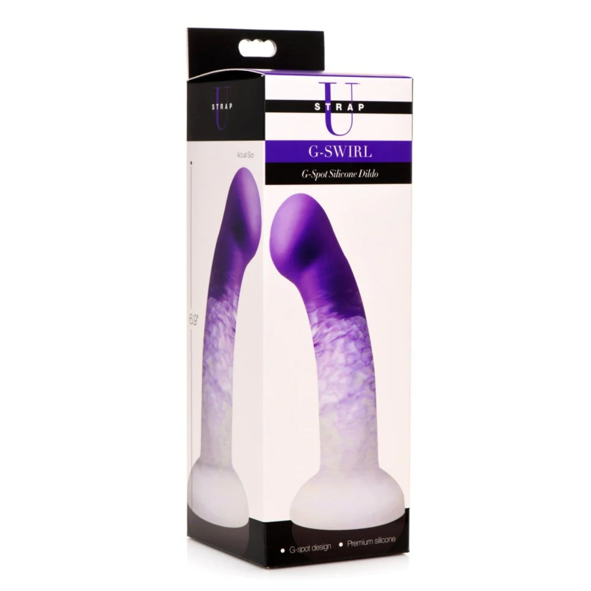 Strap U G-Swirl G-Spot Silicone Dildo Purple White 6.9 Inch