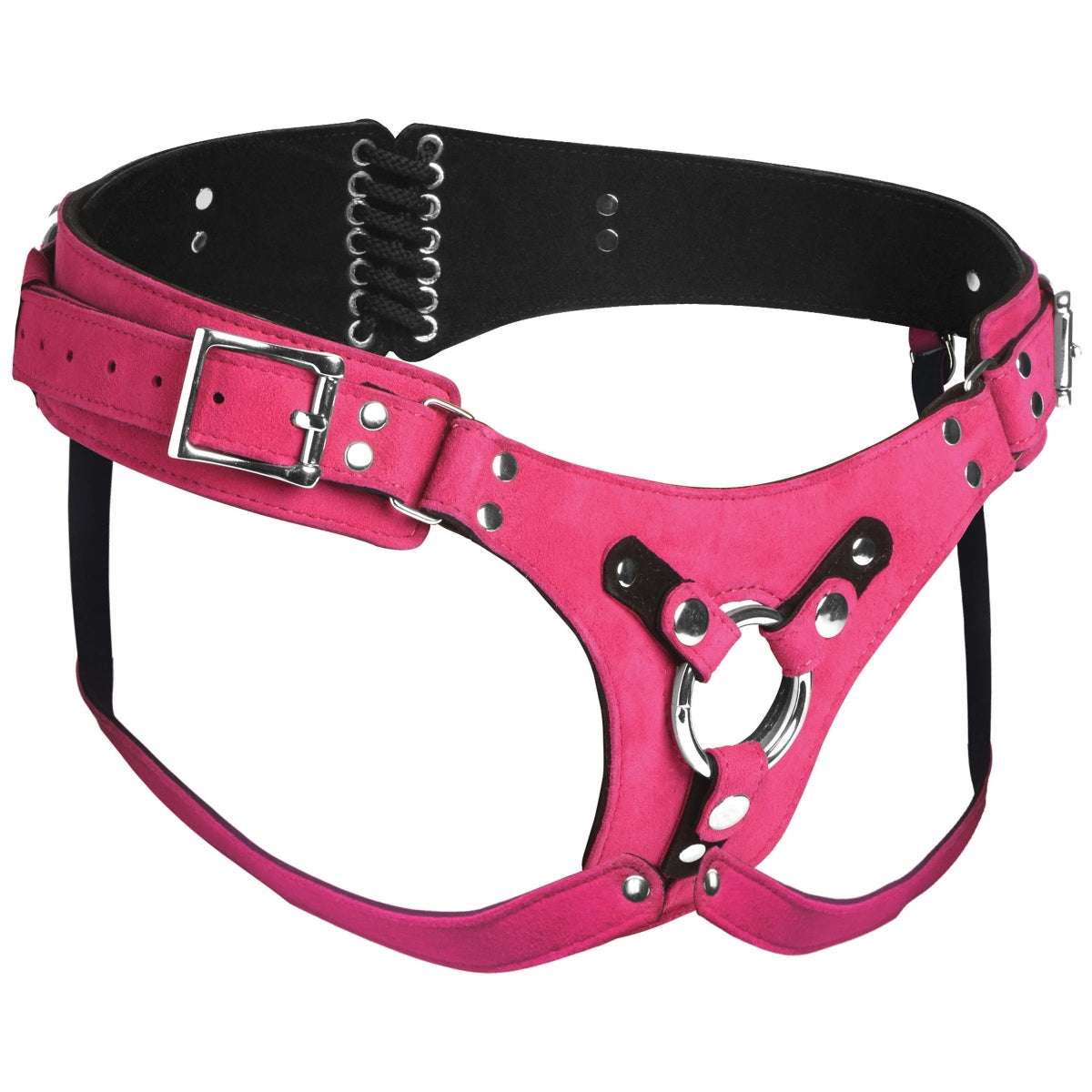 Strap U Bodice Deluxe Leather Corset Harness Pink
