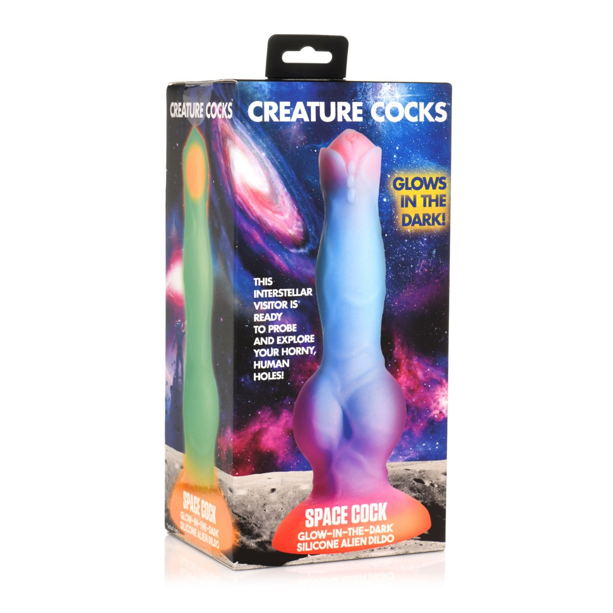 Creature Cocks Space Cock Glow In The Dark Alien Silicone Dildo Blue Purple - Simply Pleasure