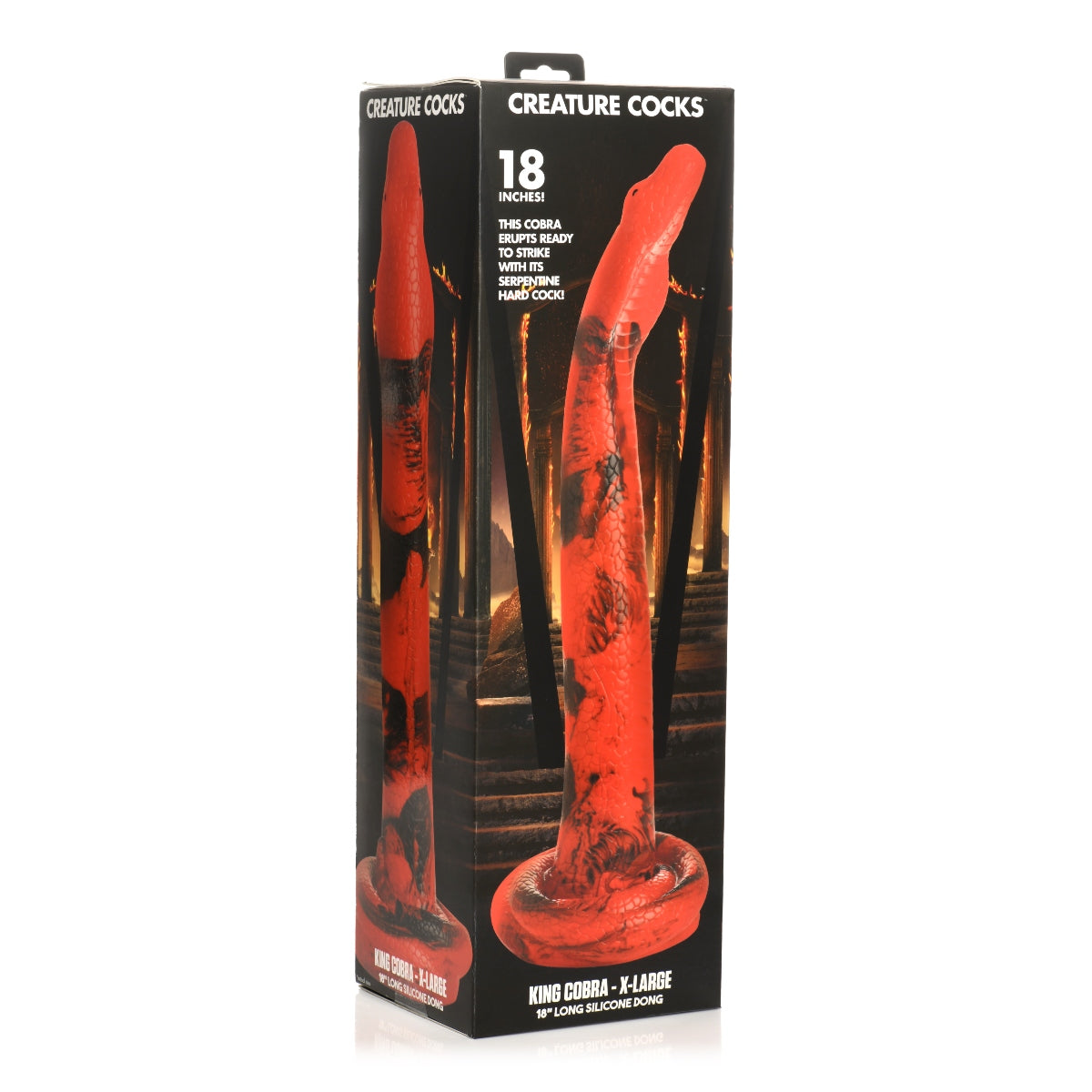 Creature Cocks King Cobra XL Silicone Dong Red Black - Simply Pleasure