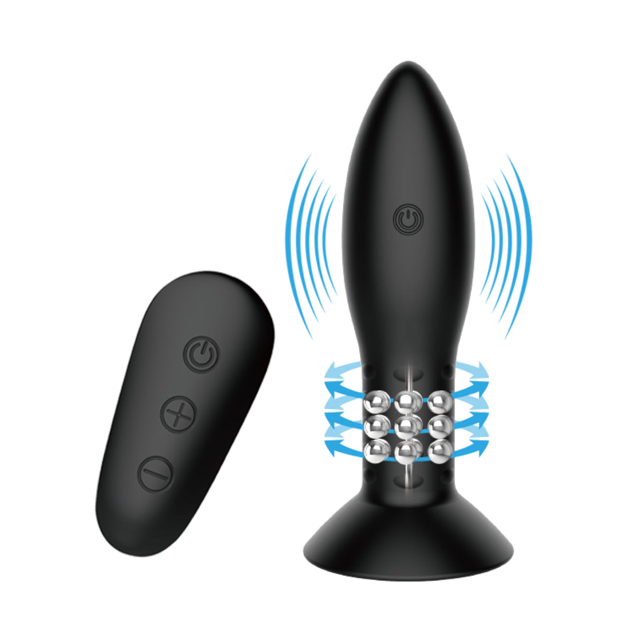 Pretty Love Mr Play Rotating Beads Remote Control Butt Plug Black