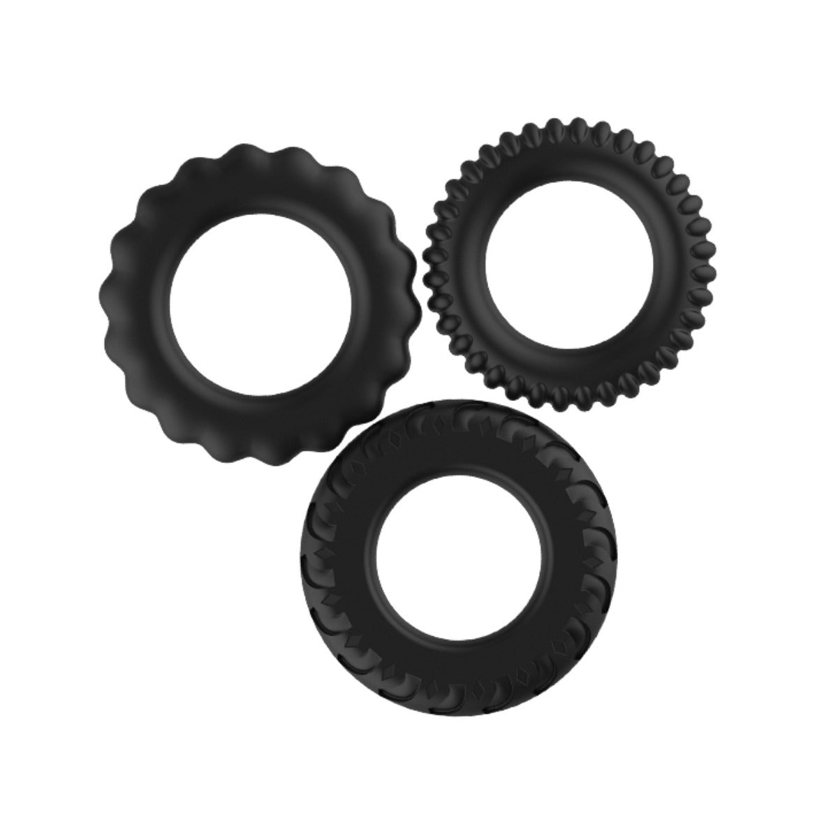 Pretty Love Titan Silicone Cock Ring 3 Pack Black