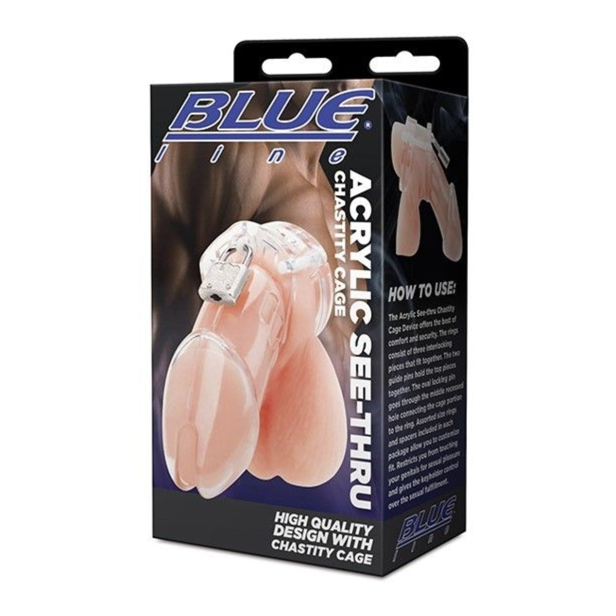 Blue Line Acrylic See Thru Chastity Cage Clear - Simply Pleasure