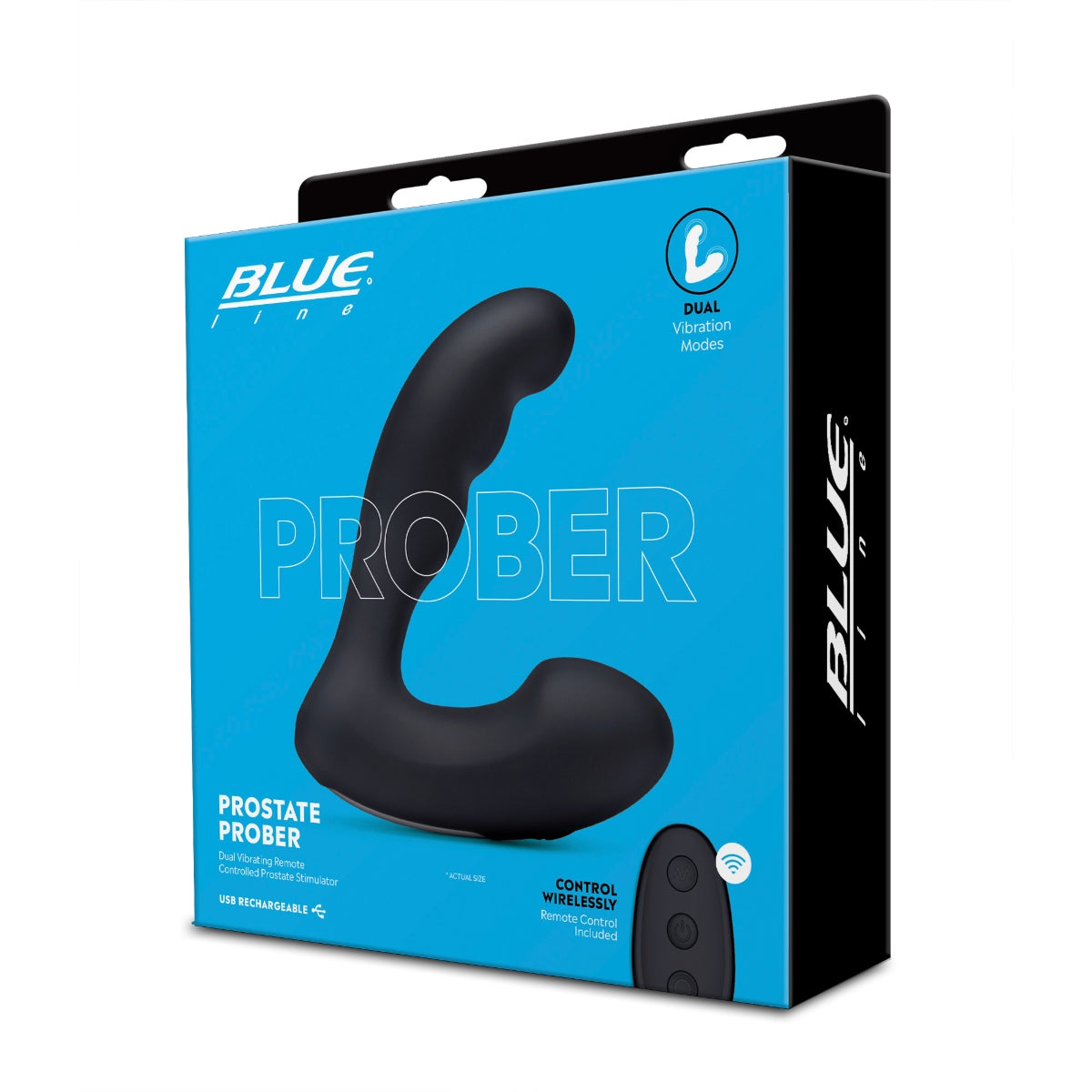 Blue Line Prober Dual Vibrating Remote Controlled Prostate Stimulator Black - Simply Pleasure