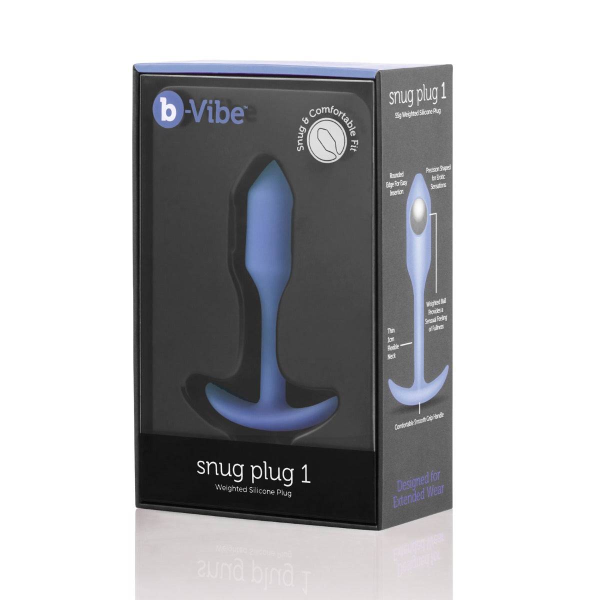 b-Vibe Snug Plug 1 Weighted Silicone Butt Plug Violet - Simply Pleasure