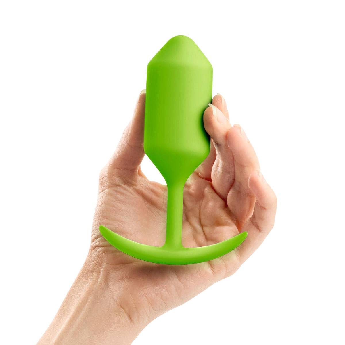 b-Vibe Snug Plug 3 Weighted Silicone Butt Plug Lime Green - Simply Pleasure