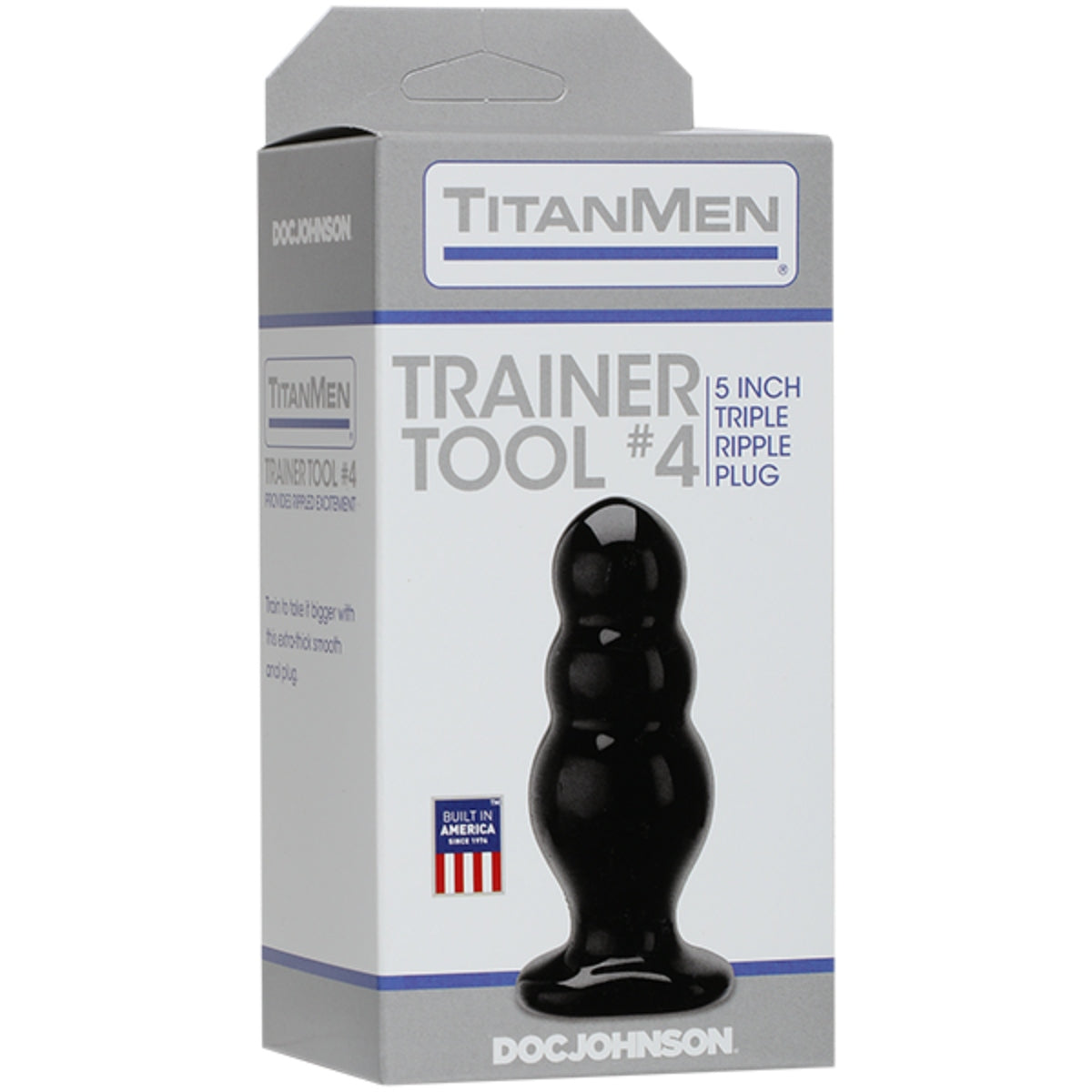TitanMen Trainer Tool 4 Triple Ripple Butt Plug Black 5 Inch