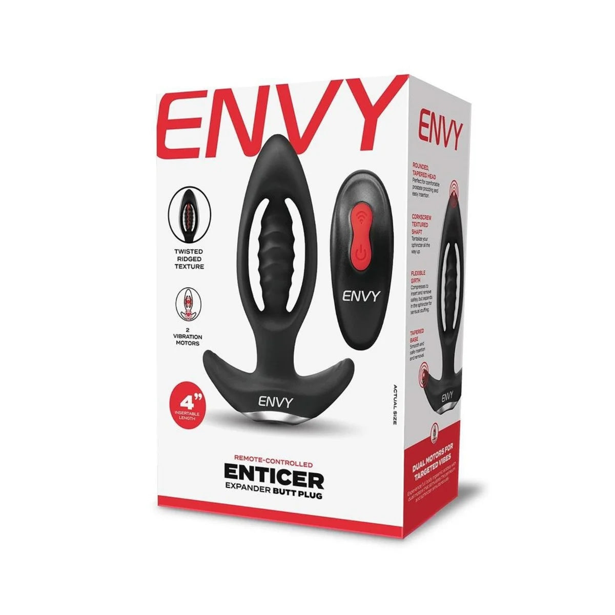 Envy Enticer Expander Vibrating Butt Plug With Remote Control Black