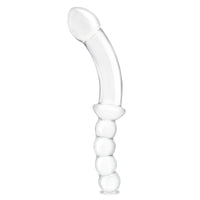 Glas Girthy Double Sided Glass Dong With Anal Bead Grip Handle Clear 12.5 Inch