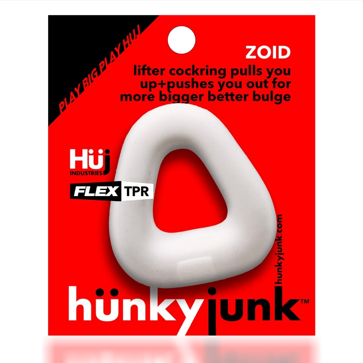 Hunkyjunk Zoid Trapaziod Lifter Cock Ring White Ice