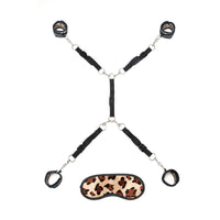 Lux Fetish 7 Piece Leopard Bed Spreader Playful Restraint System Black Leopard Print