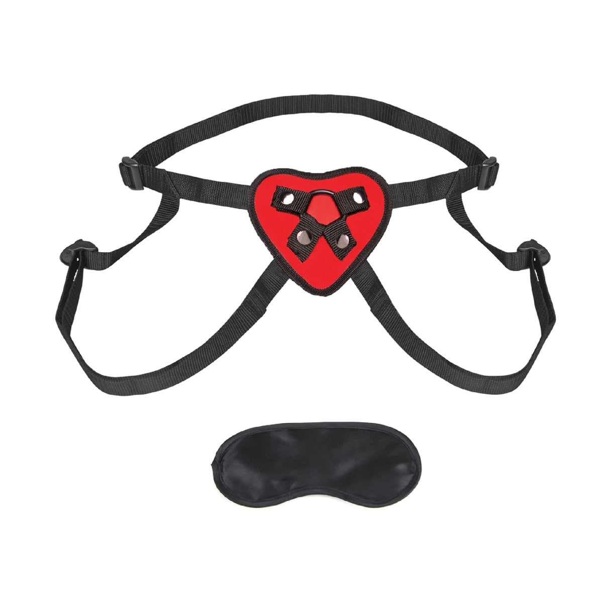 Lux Fetish Adjustable Red Heart Strap-On Harness Red Black