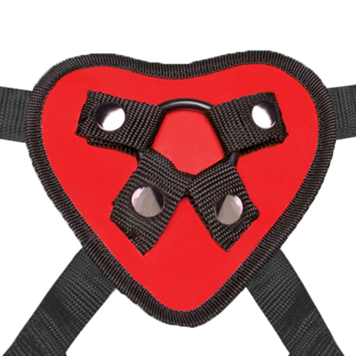 Lux Fetish Adjustable Red Heart Strap-On Harness Red Black