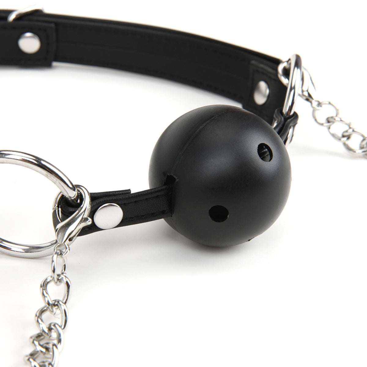 Lux Fetish Breathable Ball Gag With Adjustable Pressure Nipple Clamps Black Silver